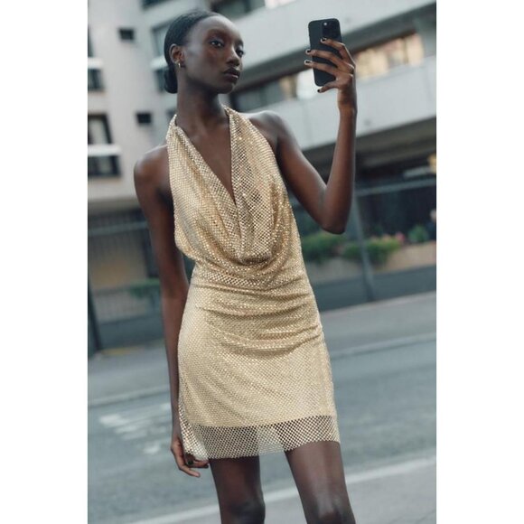 ZARA SPARKLY HALTERNECK DRESS - Picture 5 of 8